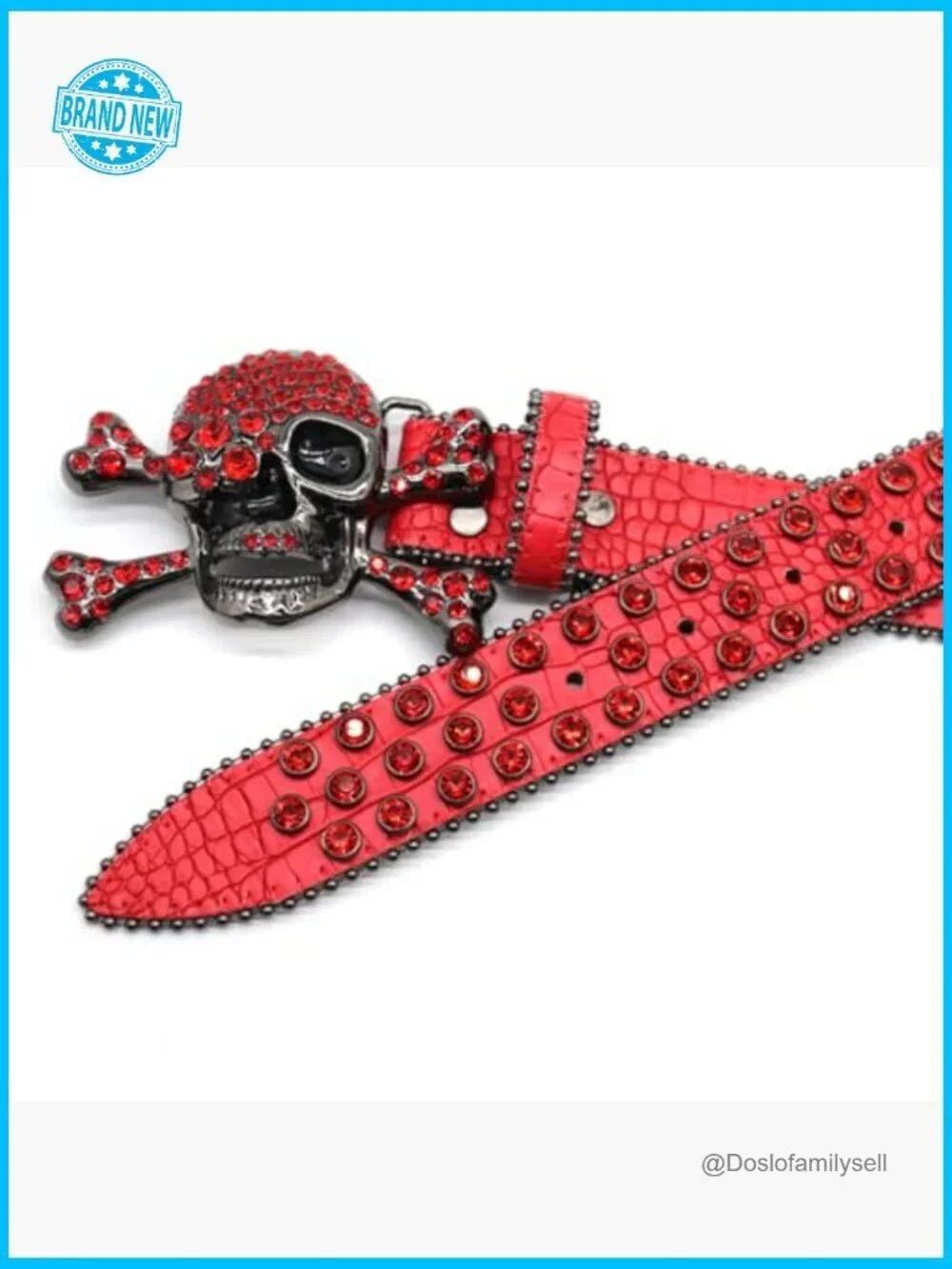 Rhinestone Skull Belt Punk Studded Western Adjustable Leather Y2K